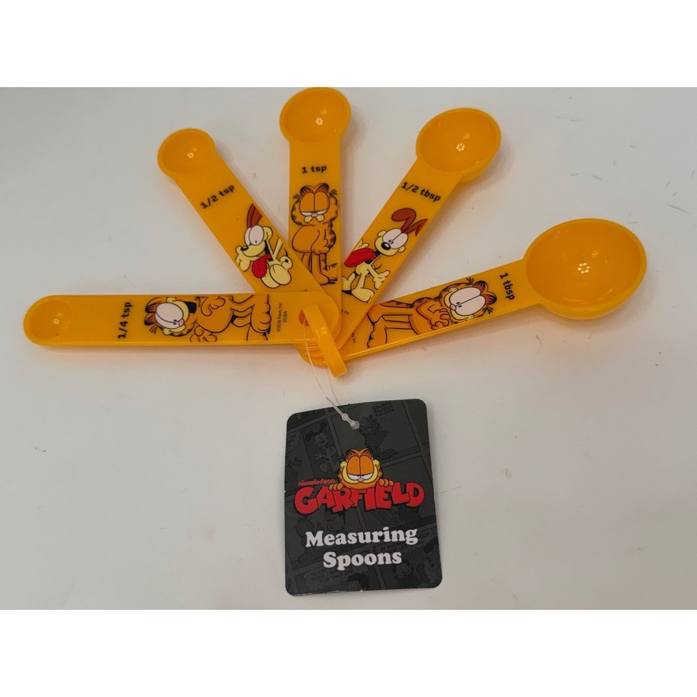 Garfield and Odie Measuring Spoons Set Yellow Nickelodeon Kitchen 5 Piece NEW